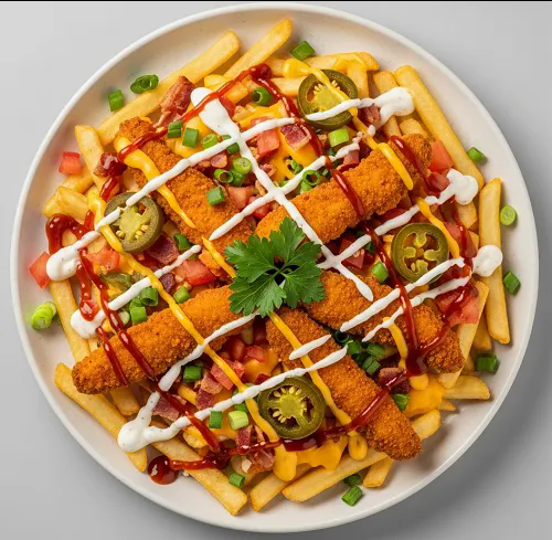 Garlic Chilli Chicken Loaded Fries 